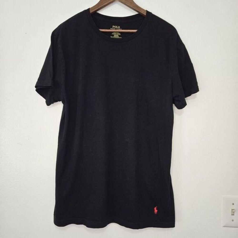 Polo Ralph‎ Lauren Shirt Mens Size Large Black Red Pony Short Sleeve *Flaw*